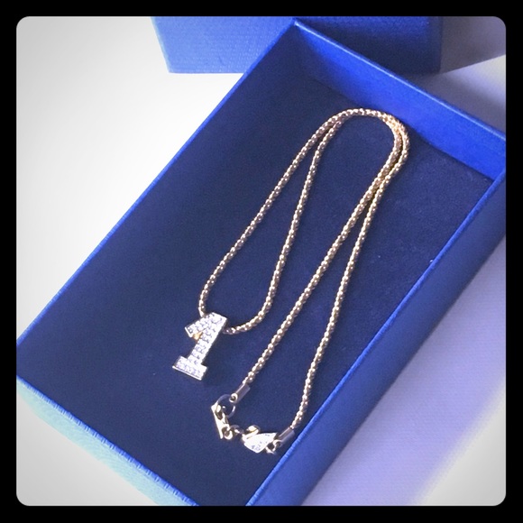 Swarovski Retired Number 1 charm on necklace - Picture 1 of 8